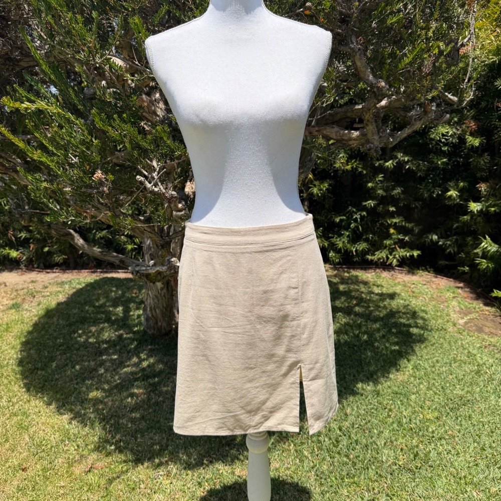 Eight Paris Tan Cotton Mini Skirt Front Slit Neutral‎ Beige Size M